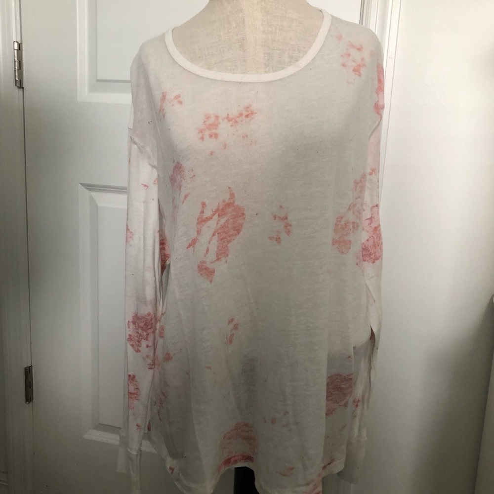 Free People Tie Dye Burnout Long Sleeve Top
